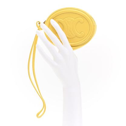 Celine Smooth Calfskin Triomphe Oval Wallet Yellow 2 of 9