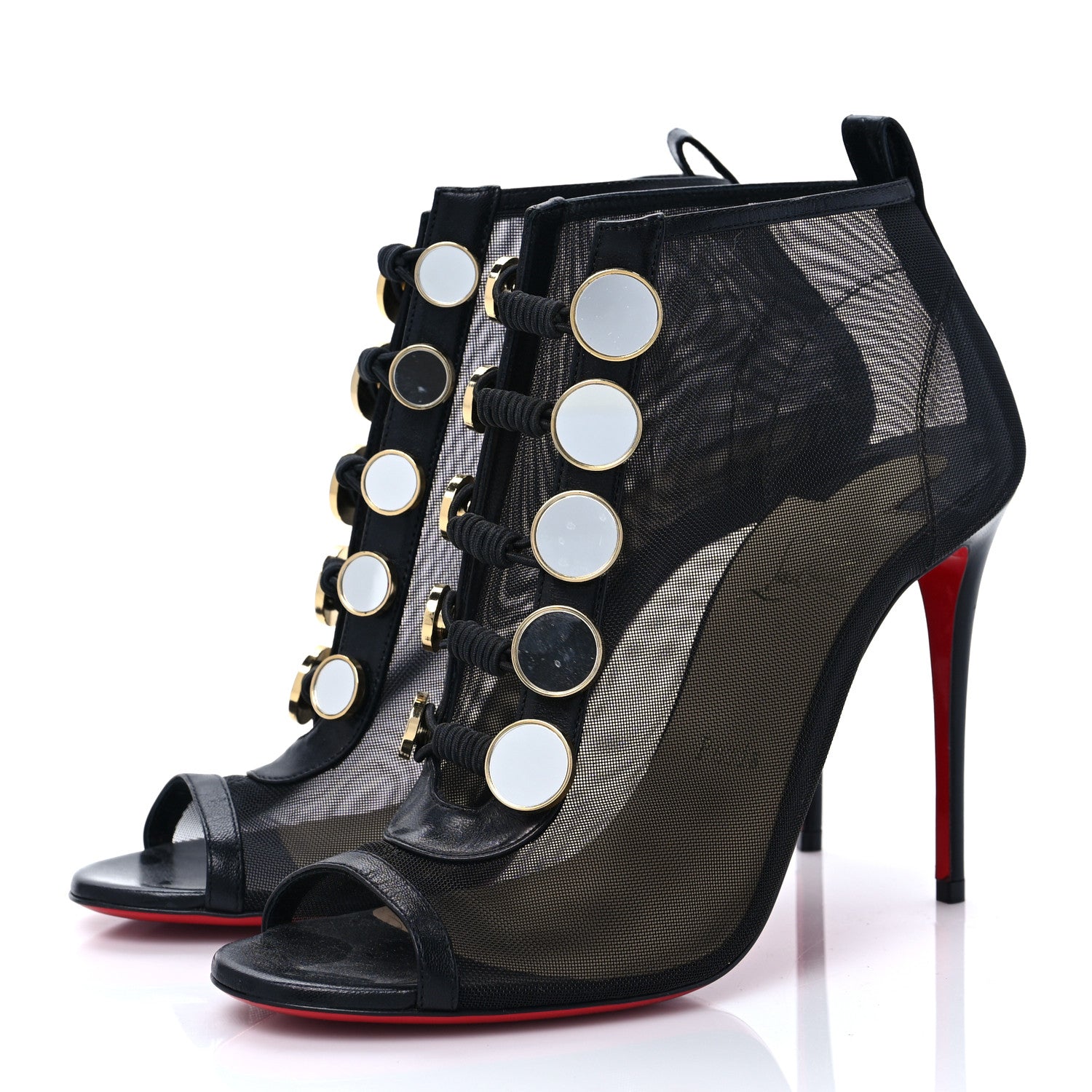 Christian Louboutin Mesh Nappa Marikate 100 Ankle Boots 38.5 Black 3 of 7