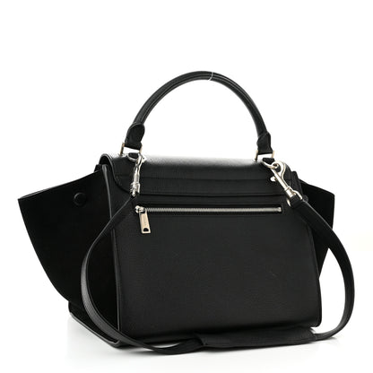 Celine Drummed Calfskin Suede Small Trapeze Black 3 of 14