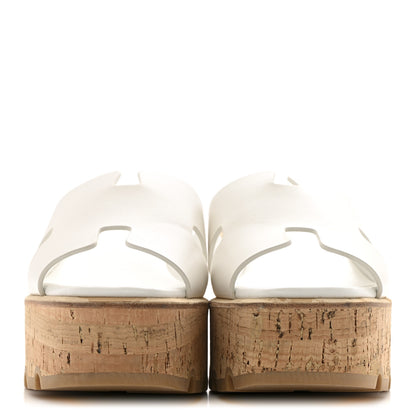 Hermes Calfskin Cork Eze 30 Sandals 37 White 2 of 10