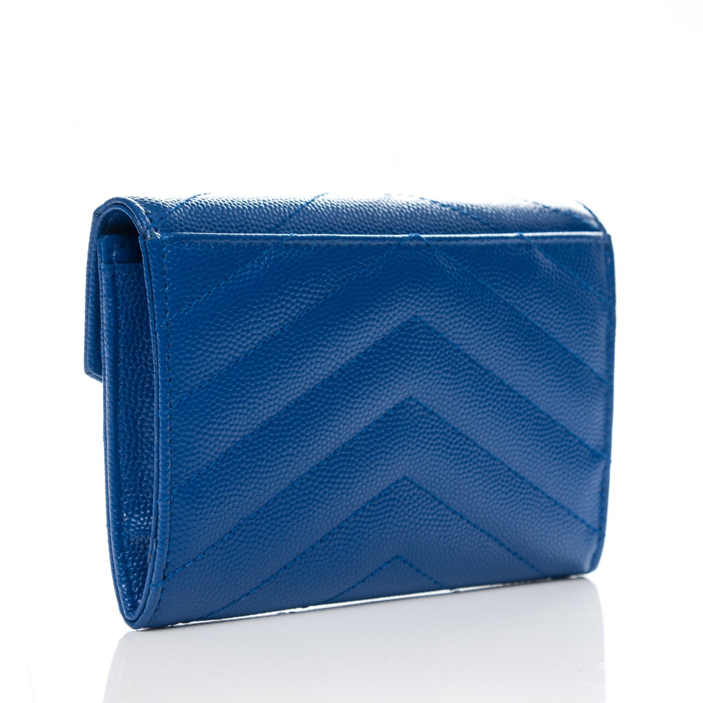 Grain De Poudre Matelasse Chevron Small Monogram Envelope Wallet Royal Blue