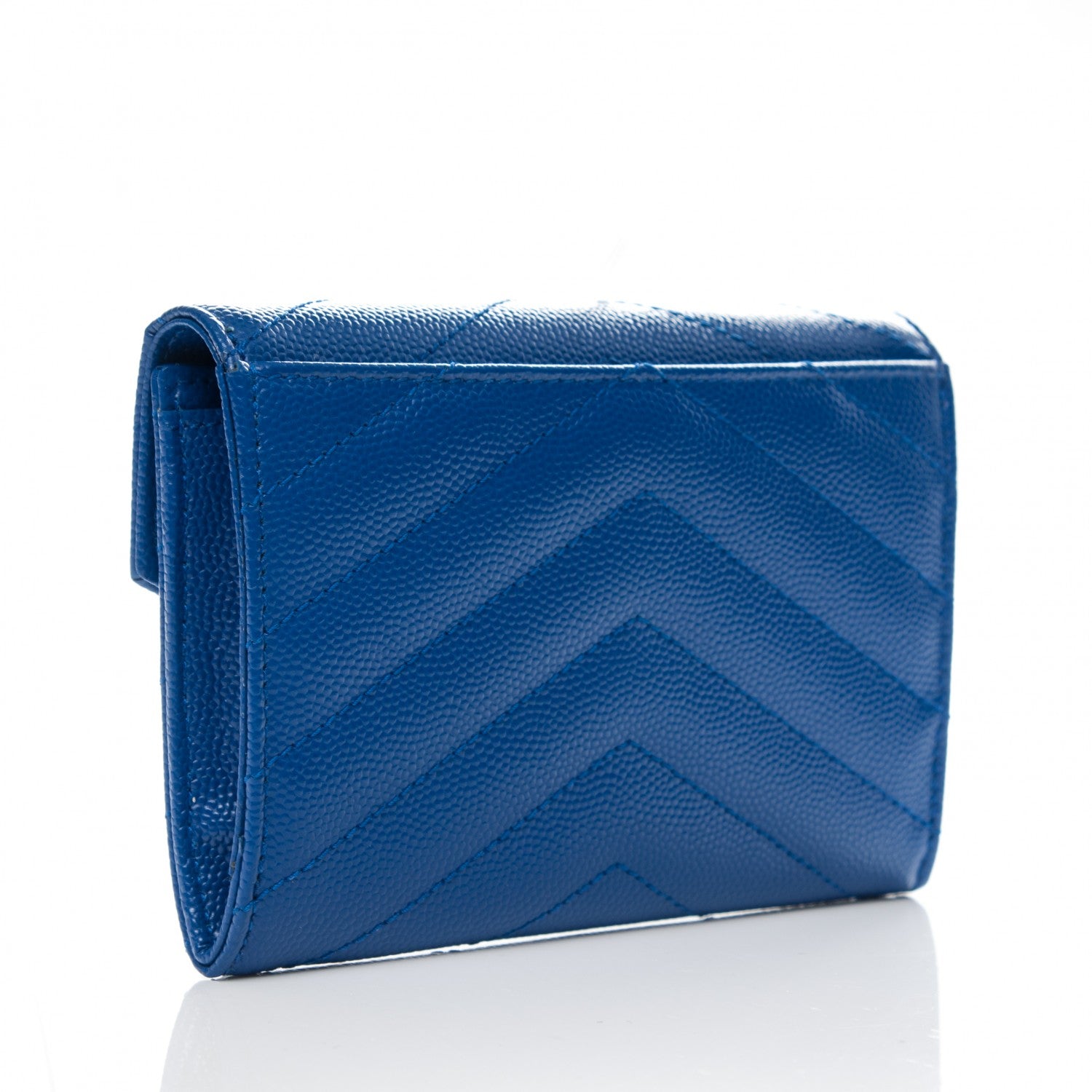 Saint Laurent Grain De Poudre Matelasse Chevron Small Monogram Envelope Wallet Royal Blue 3 of 7