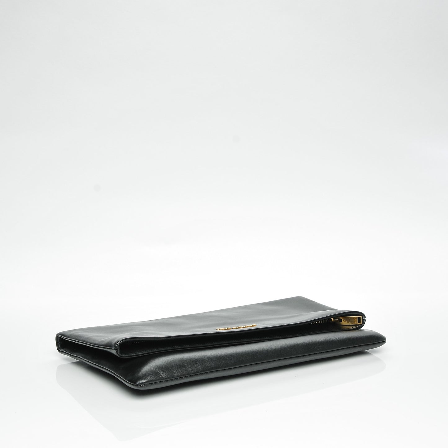 Smooth Calfskin Letters Fold-Over Clutch Black