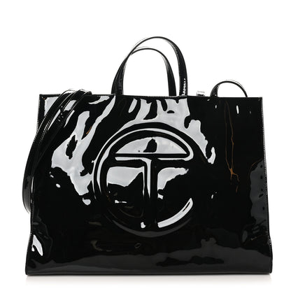 Telfar Patent Vegan Leather Large Shopping Bag Black 1 of 10