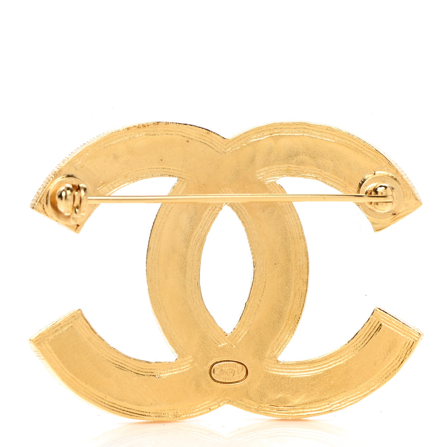 Chanel Metal Striped CC Brooch Gold 3 of 5