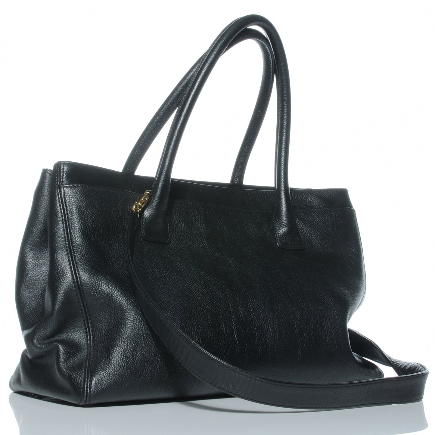 Calfskin Cerf Executive Shopper Tote Black