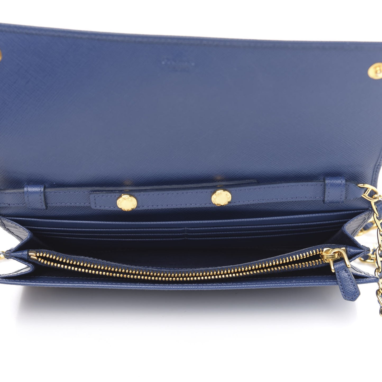 Saffiano Metal Oro Chain Wallet Bleuette