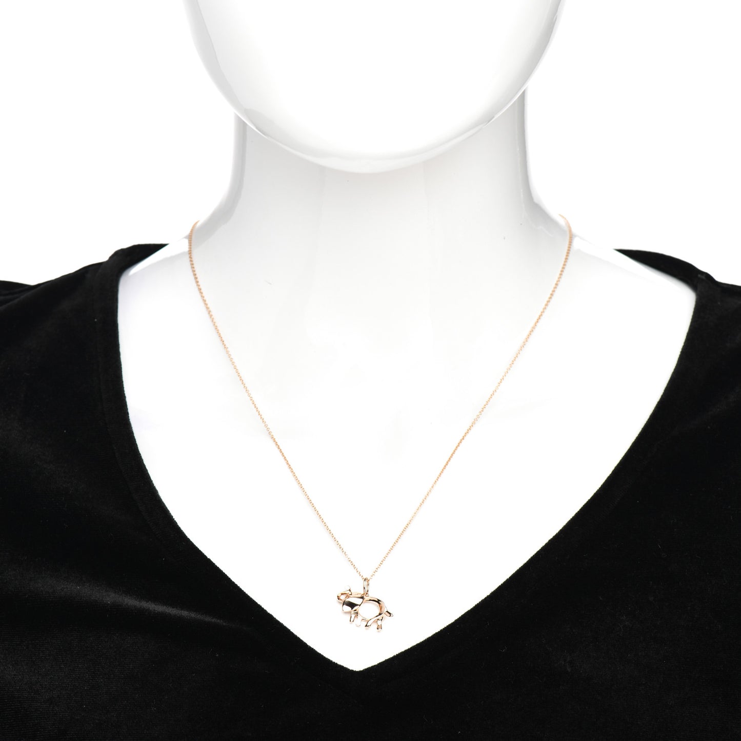 18K Rose Gold Diamond Save The Wild Elephant Pendant Necklace