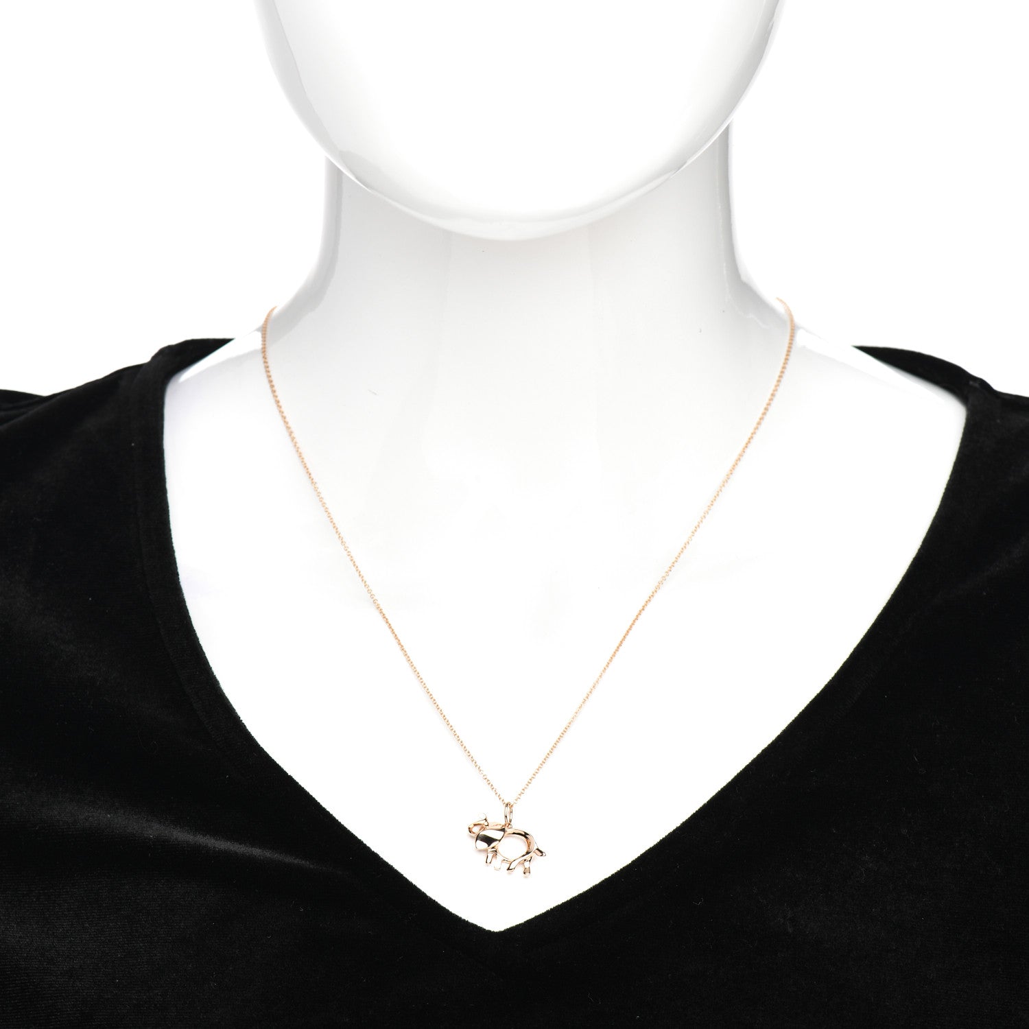 Tiffany 18K Rose Gold Diamond Save The Wild Elephant Pendant Necklace 2 of 5