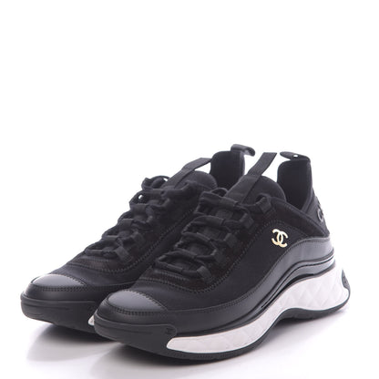 Chanel Velvet Calfskin Mixed Fibers CC Sneakers 38.5 Black 3 of 10
