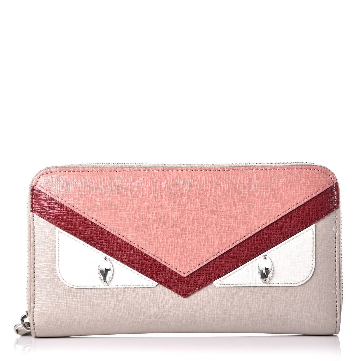 Vitello Elite Crystal Eye Monster Zip Around Wallet Grigio Polvere Ribes Multicolor