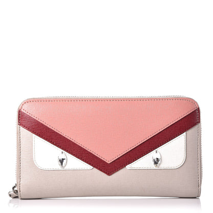 Fendi Vitello Elite Crystal Eye Monster Zip Around Wallet Grigio Polvere Ribes Multicolor 1 of 7