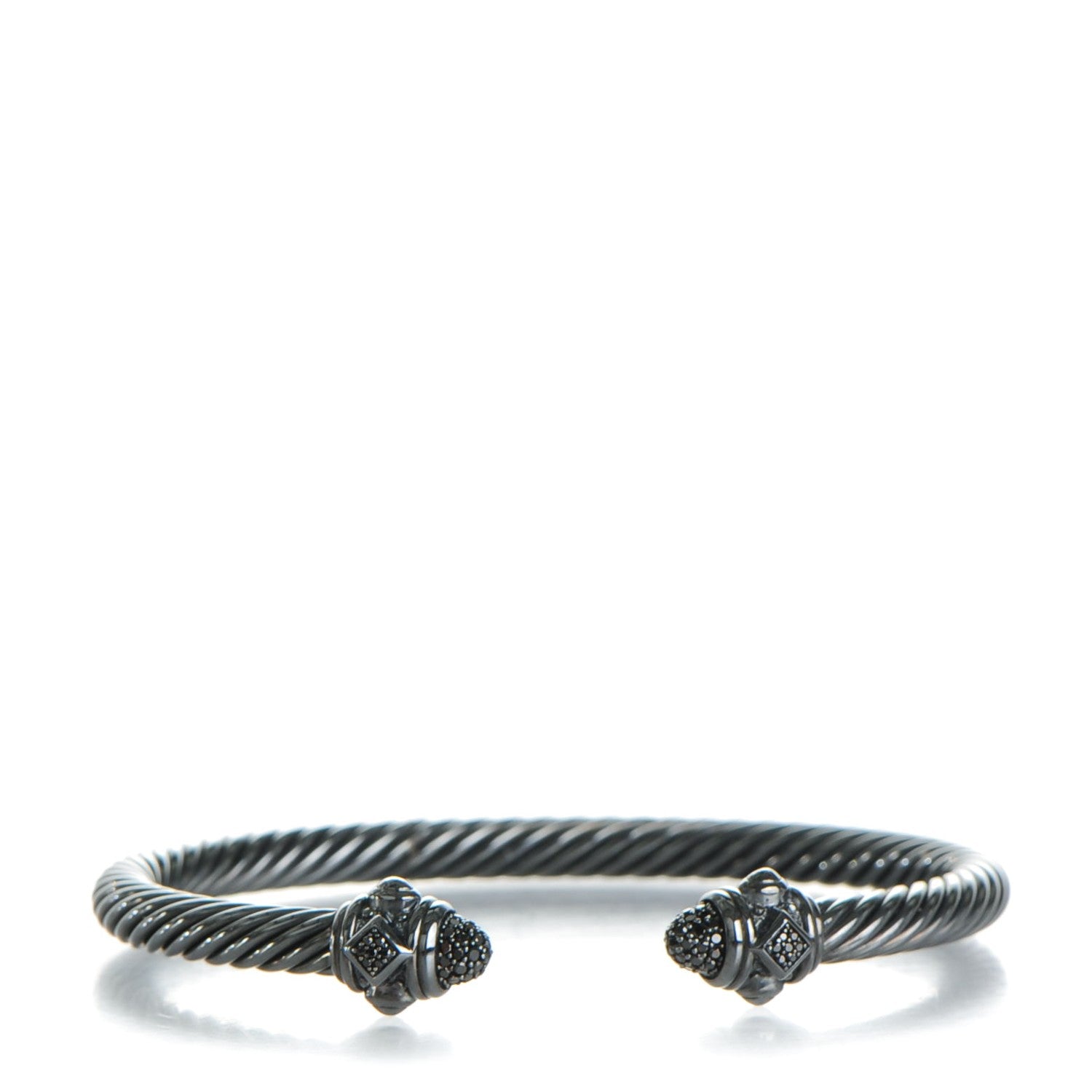 David Yurman Darkened Sterling Silver Black Diamond 5mm Renaissance Bracelet 1 of 5
