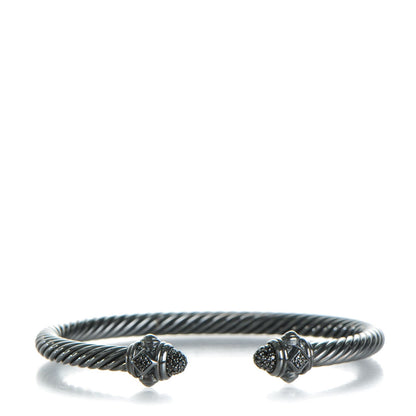 David Yurman Darkened Sterling Silver Black Diamond 5mm Renaissance Bracelet 1 of 5