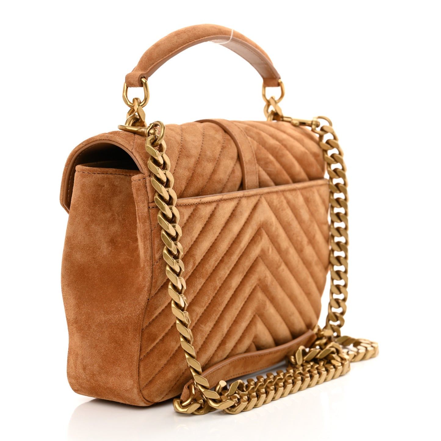 Suede Matelasse Chevron Monogram Medium College Bag Cinnamon