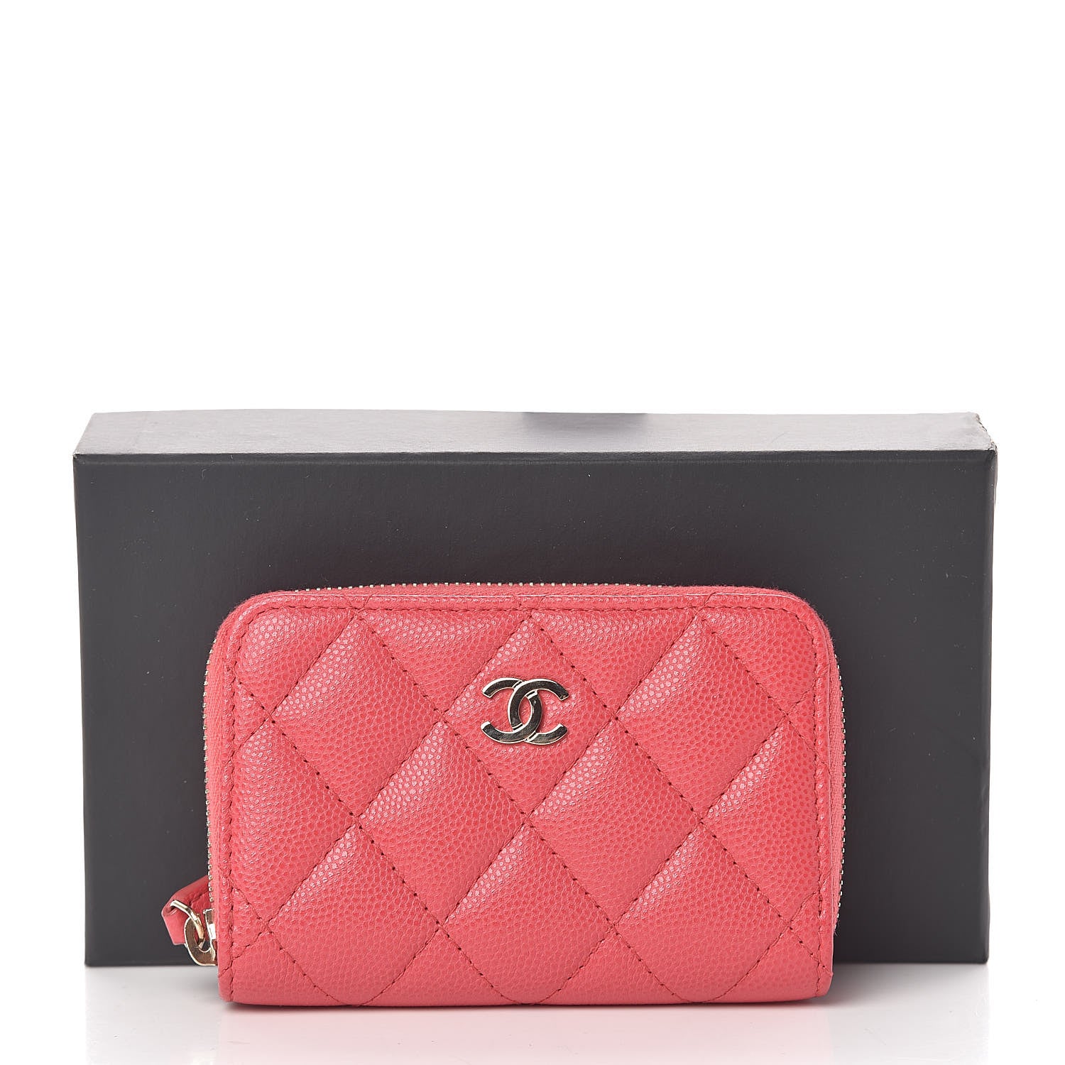 Chanel Caviar Quilted Zip Coin Purse Dark Pink 8 of 8