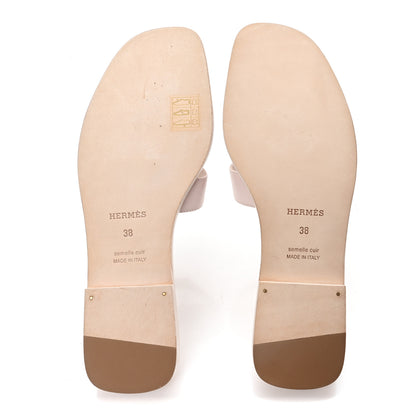 Hermes Box Calfskin Oran Sandals 38 Rose Pale 6 of 10