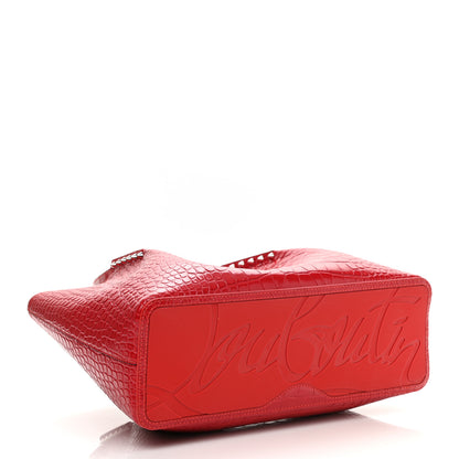Christian Louboutin Crocodile Embossed Calfskin Spiked Small Cabarock Shopper Tote Red 4 of 10