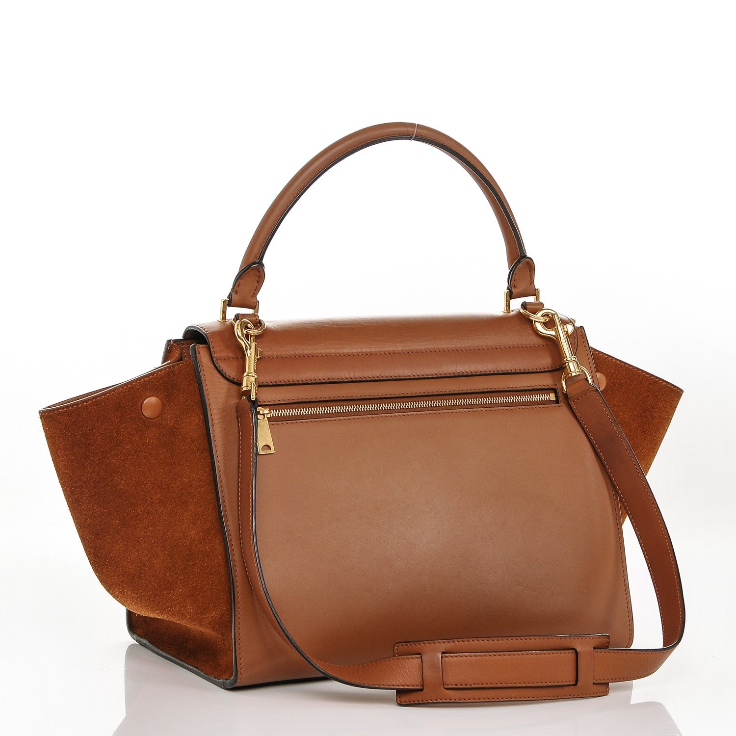Celine Natural Calfskin Suede Medium Trapeze Tan 3 of 6