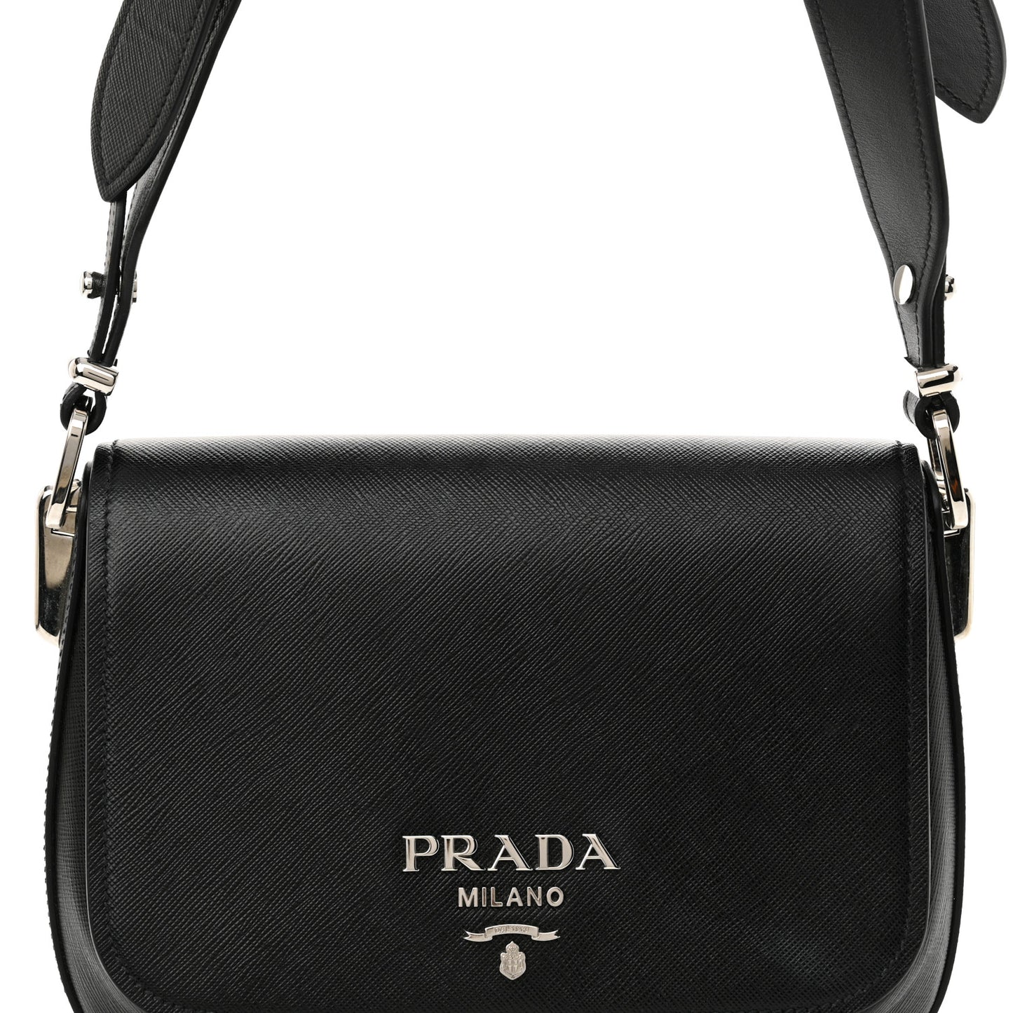 Saffiano Flap Shoulder Bag Black