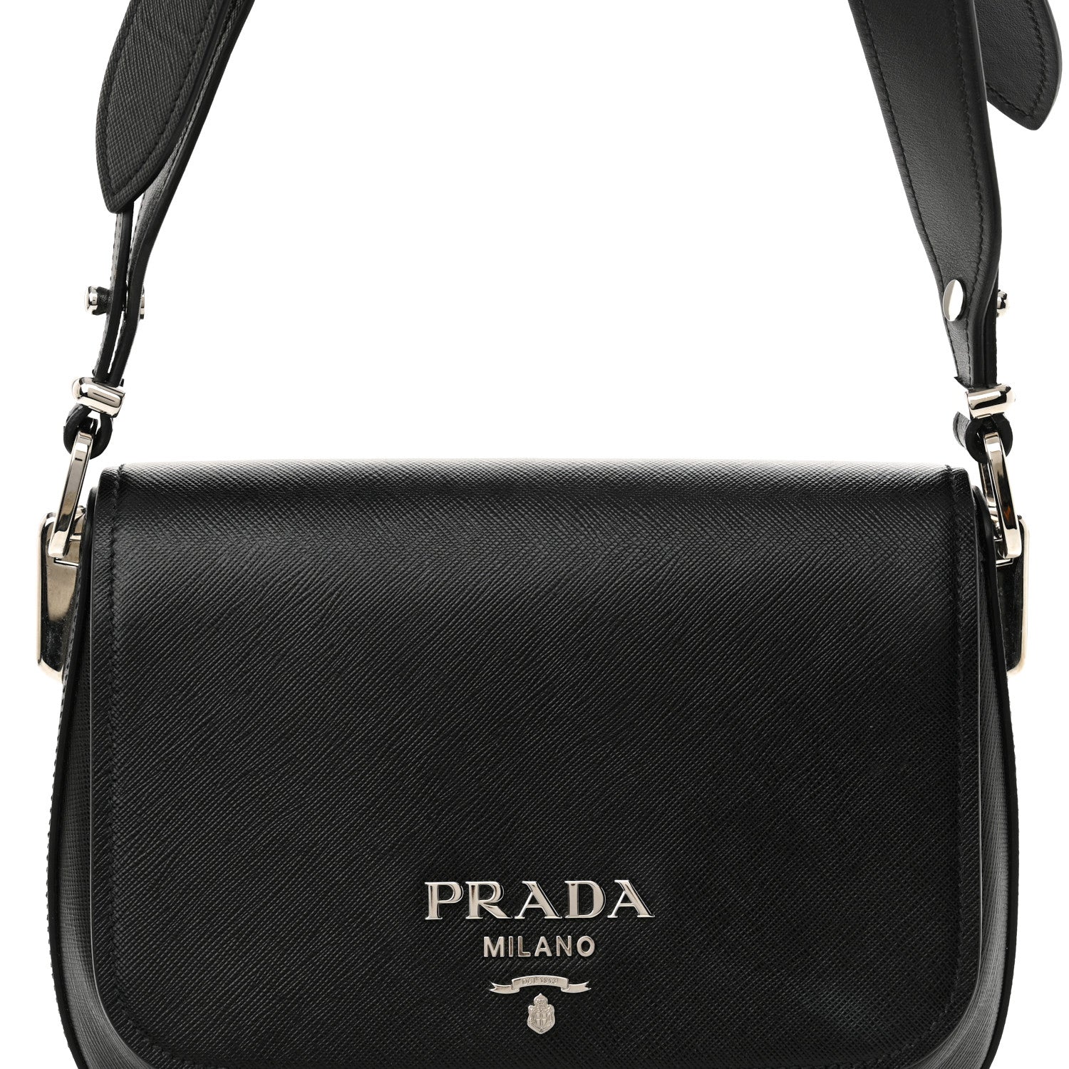 Prada Saffiano Flap Shoulder Bag Black 7 of 12