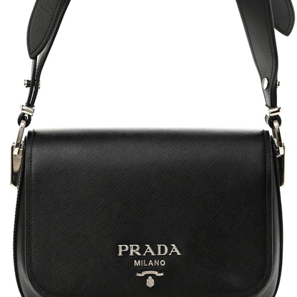 Prada Saffiano Flap Shoulder Bag Black 7 of 12