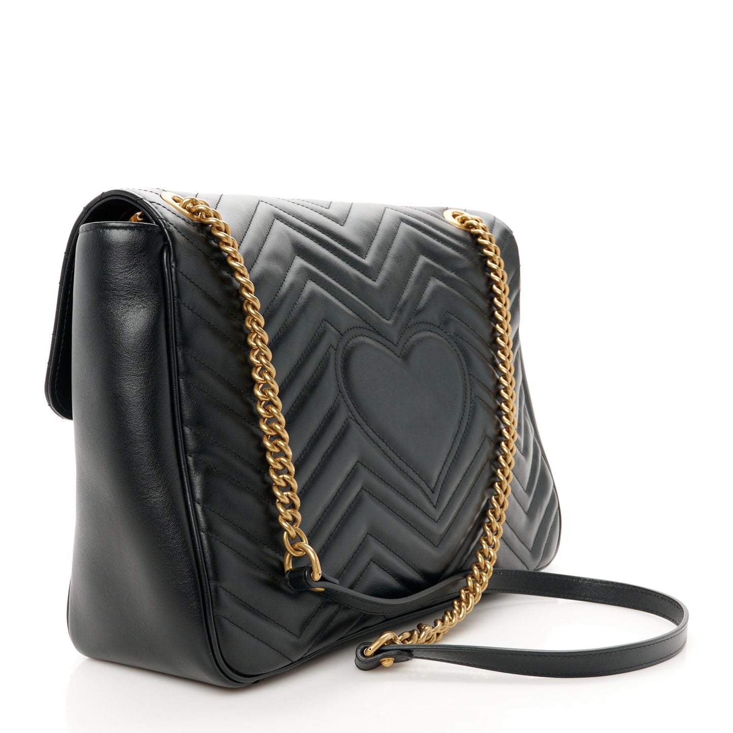 Calfskin Matelasse Large GG Marmont Shoulder Bag Black