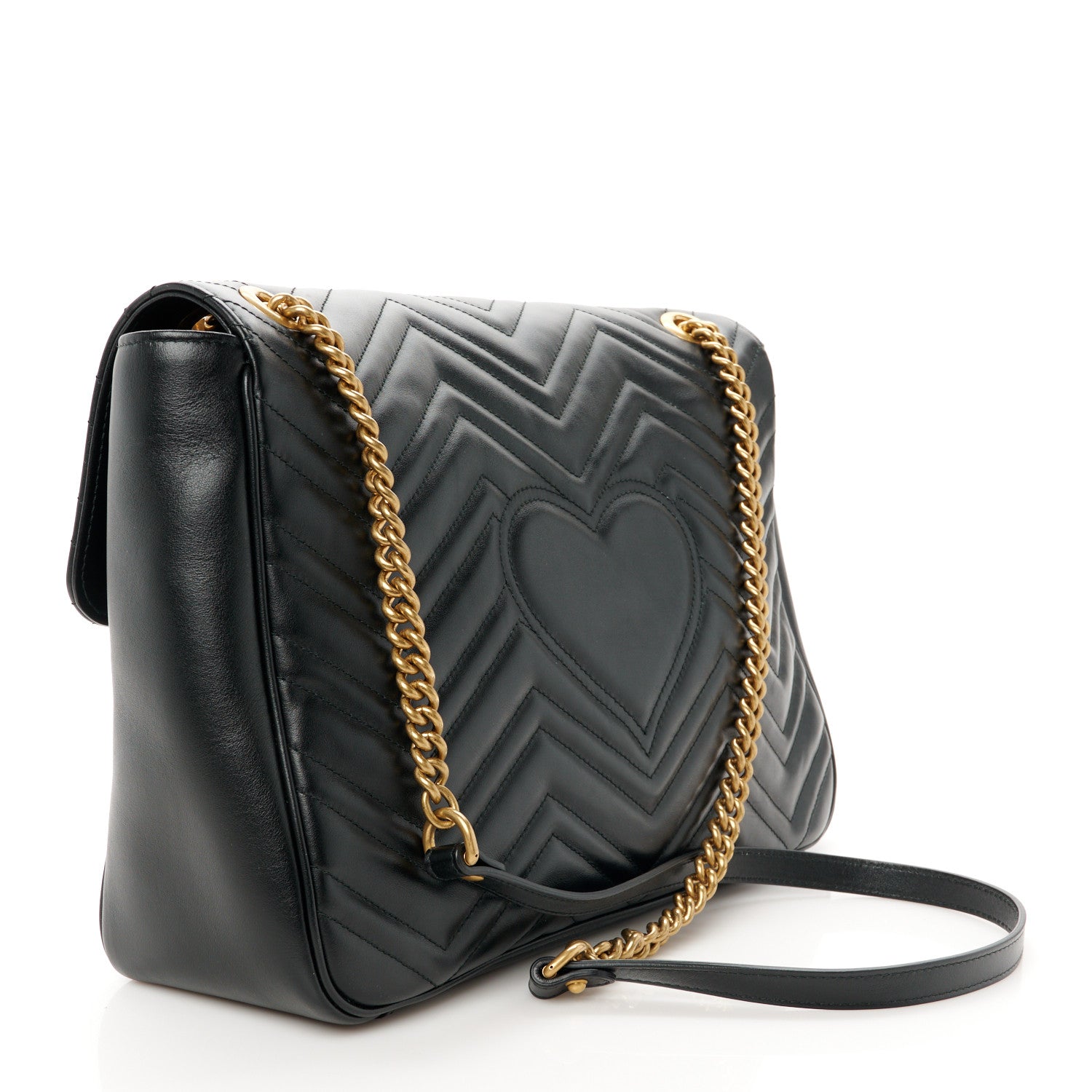 Gucci Calfskin Matelasse Large GG Marmont Shoulder Bag Black 3 of 11