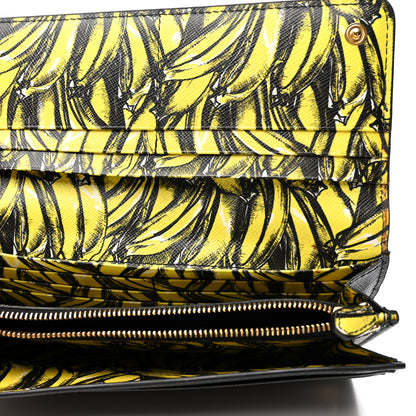 Prada Saffiano Banane Metal Continental Flap Wallet Black 6 of 12