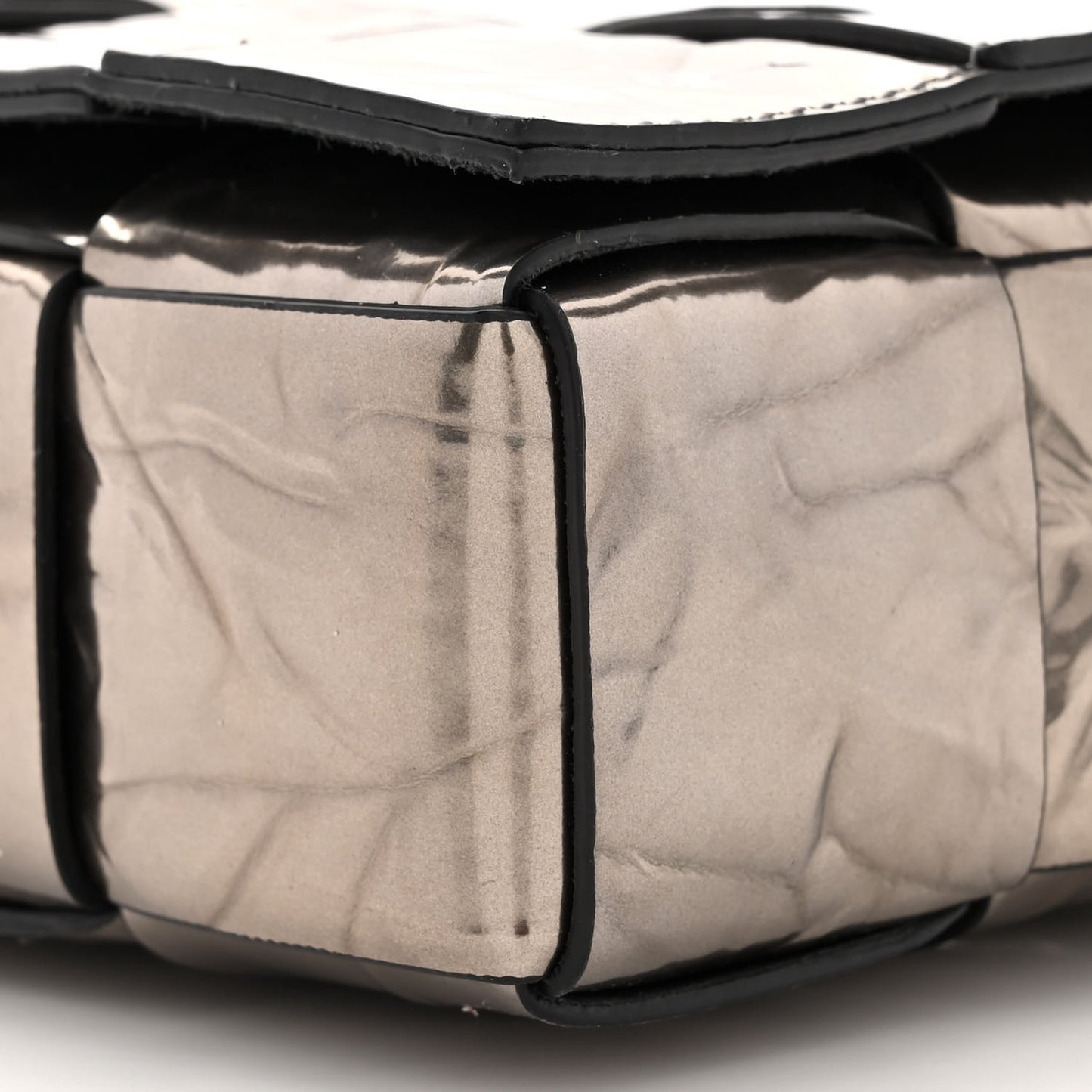 Metallic Crushed Calfskin Maxi Intrecciato Cassette Crossbody Bag Anchor