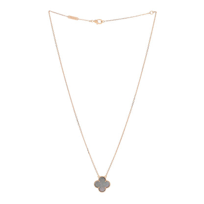 Van Cleef & Arpels 18K Rose Gold Gray Mother of Pearl Vintage Alhambra Pendant Necklace 2 of 5