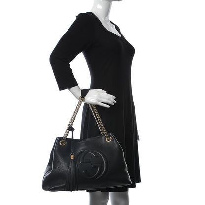 Gucci Pebbled Calfskin Medium Soho Chain Shoulder Bag Black 2 of 12