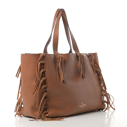 Valentino Garavani Grained Calfskin C-Rockee Fringe Tote Light Cuir 3 of 9