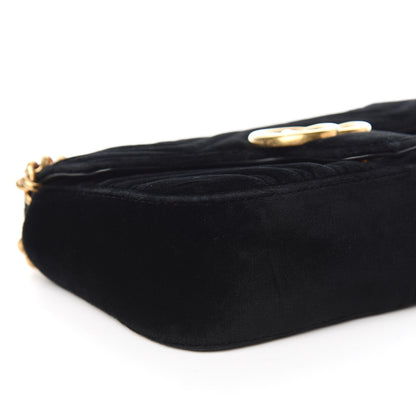 Gucci Velvet Matelasse Mini GG Marmont Shoulder Bag Black 8 of 9