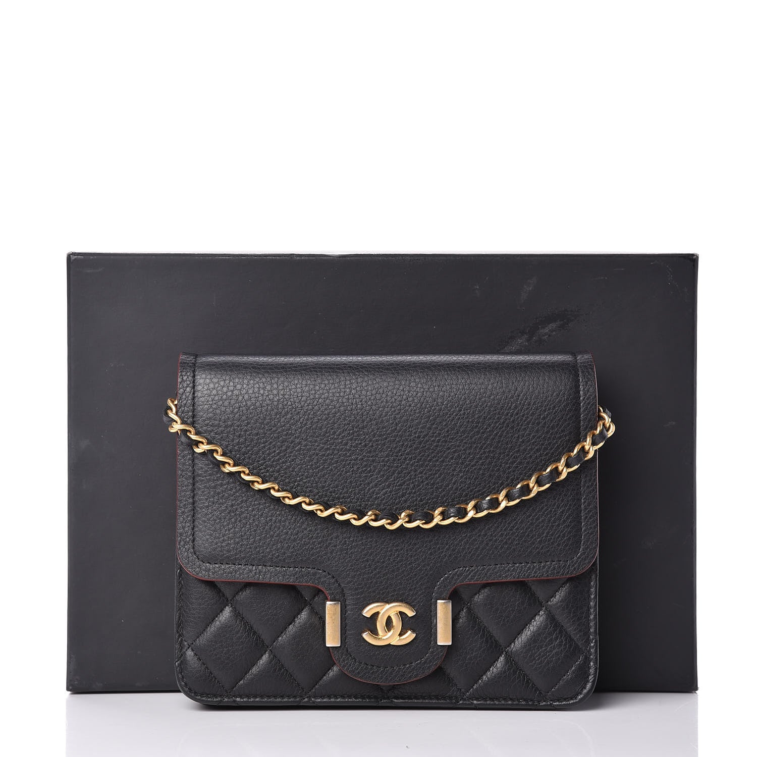 Chanel Calfskin Quilted Archi Chic Square Wallet On Chain WOC Black 16 of 16