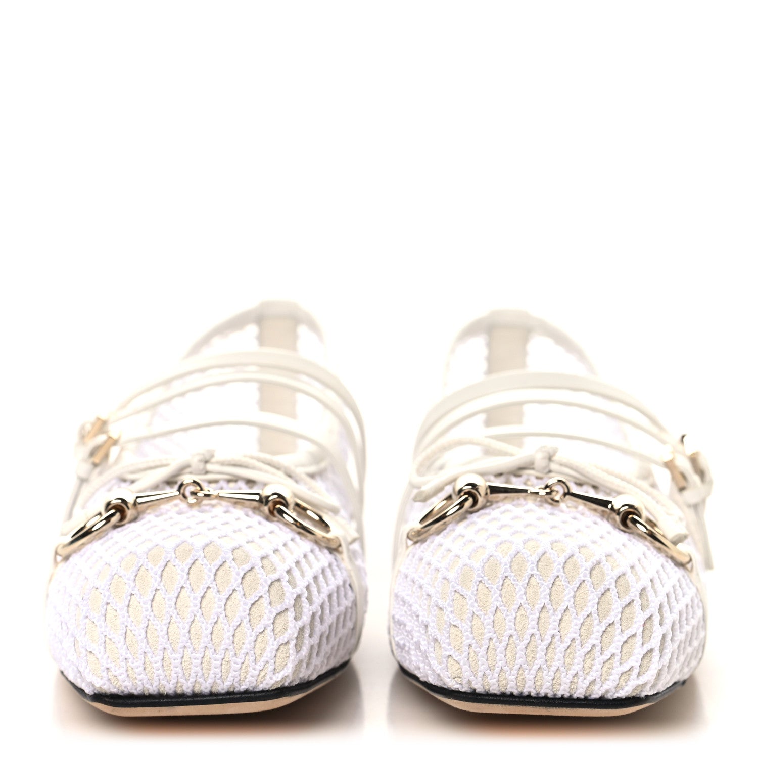 Gucci Video Net Nappa Horsebit Ballerina Flats 39 Great White 3 of 10