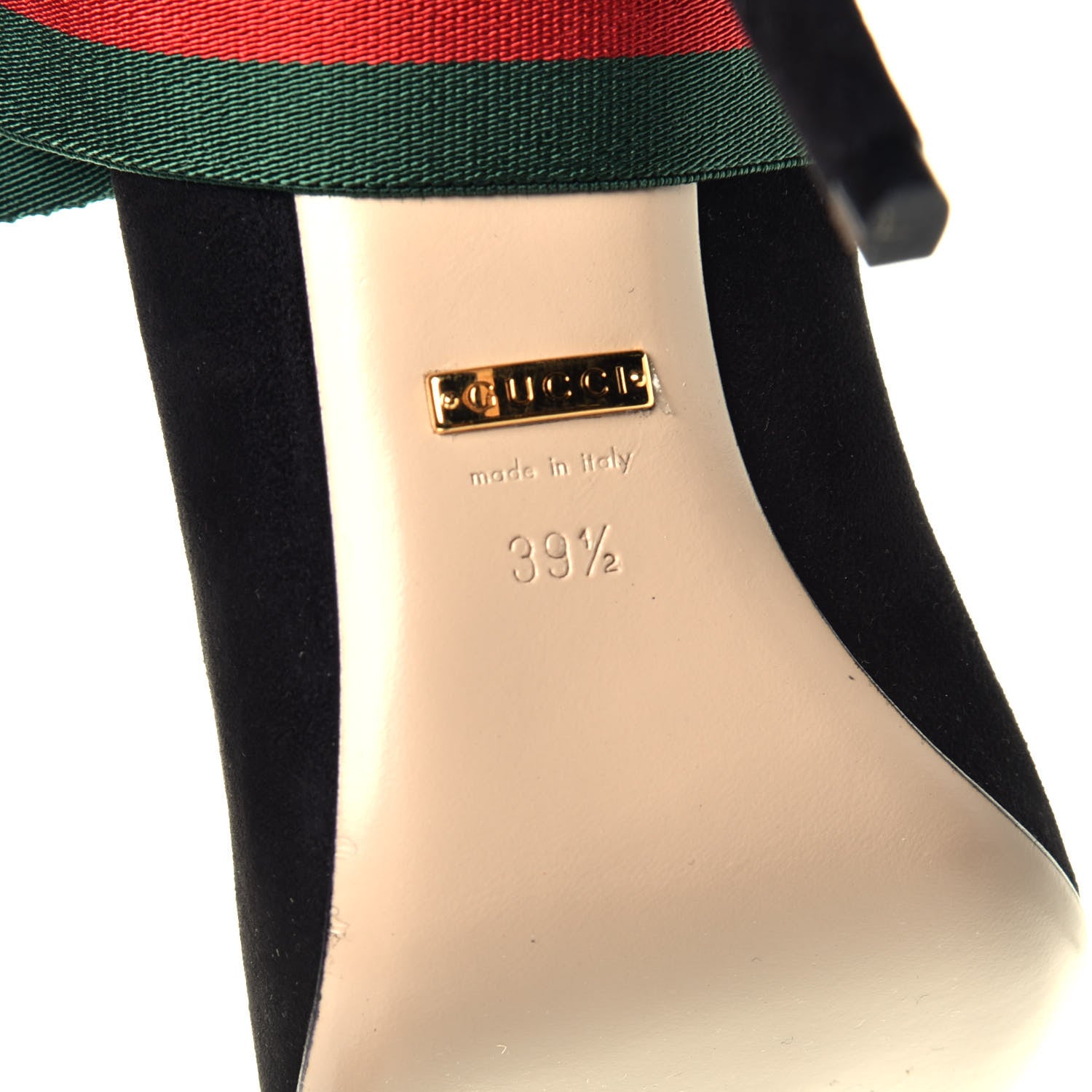 Gucci Kid Scamosciato Removable Web Bow High Heel Pumps 39.5 Black 6 of 10