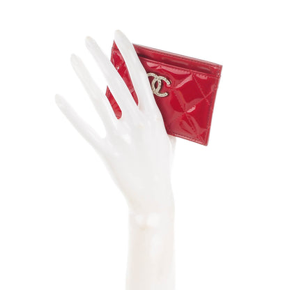 Chanel Patent Quilted Brilliant Card Holder Red 2 of 8