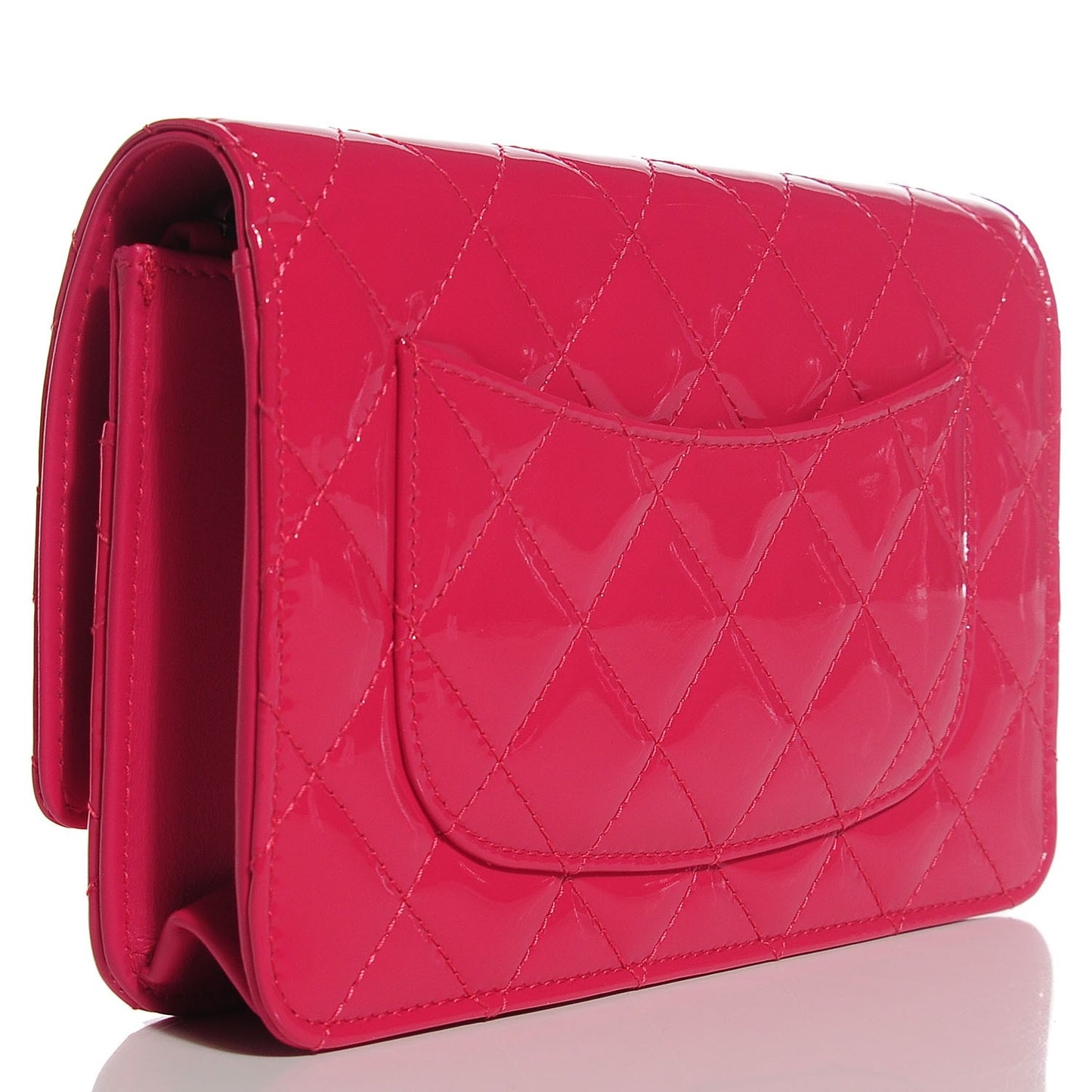 Patent Quilted Wallet On Chain WOC Fuchsia