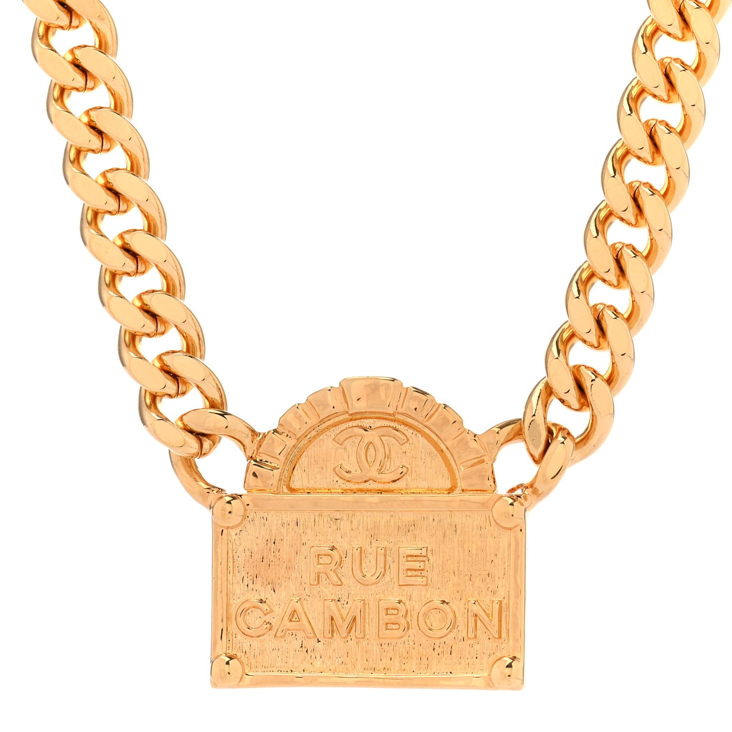 Metal Chain Link CC Rue Cambon Choker Necklace Gold