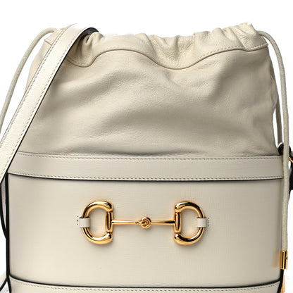 Gucci Azalea Sakai Calfskin Horsebit 1955 Drawstring Bucket Bag Mystic White 8 of 14