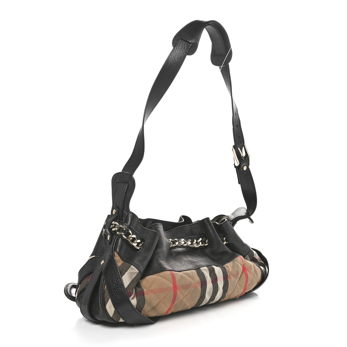 Grainy Calfskin House Check Margaret Bag Black