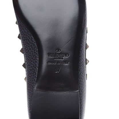 Valentino Garavani Pebbled Calfskin Rockstud Ballerina Flats 37 Deep Denim 7 of 7