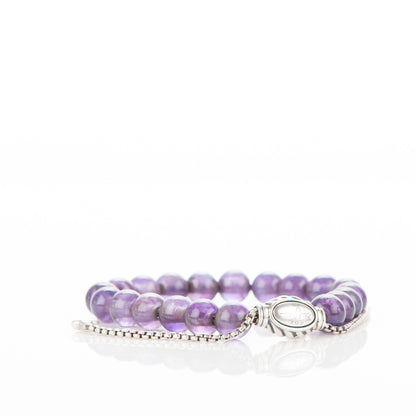 David Yurman Sterling Silver Amethyst 8mm Spiritual Beads Bracelet 4 of 5