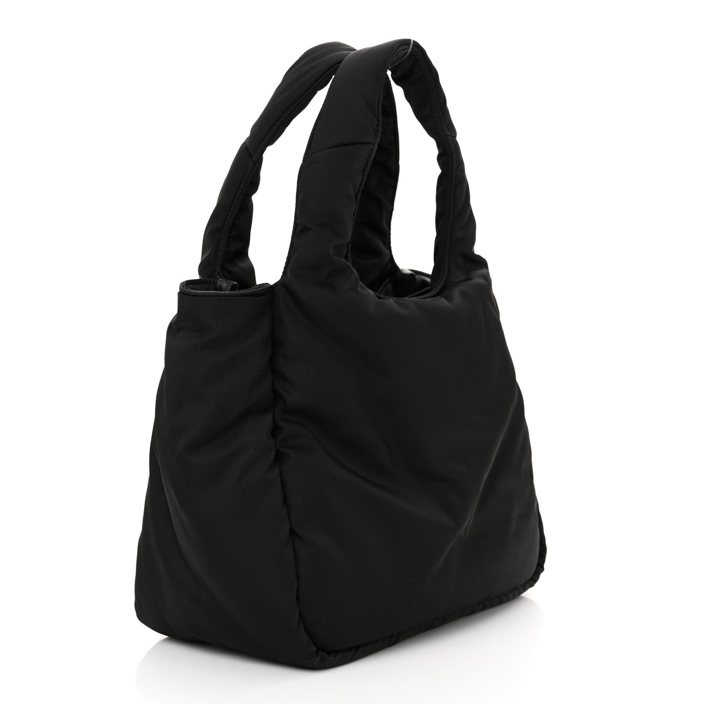 Re-Nylon Soft Padded Small Double Handled Shoulder Bag Black