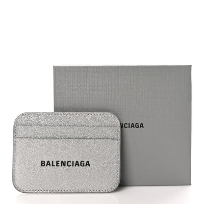 Balenciaga Glitter Calfskin Logo Cash Rounded Card Holder Silver Black 9 of 9