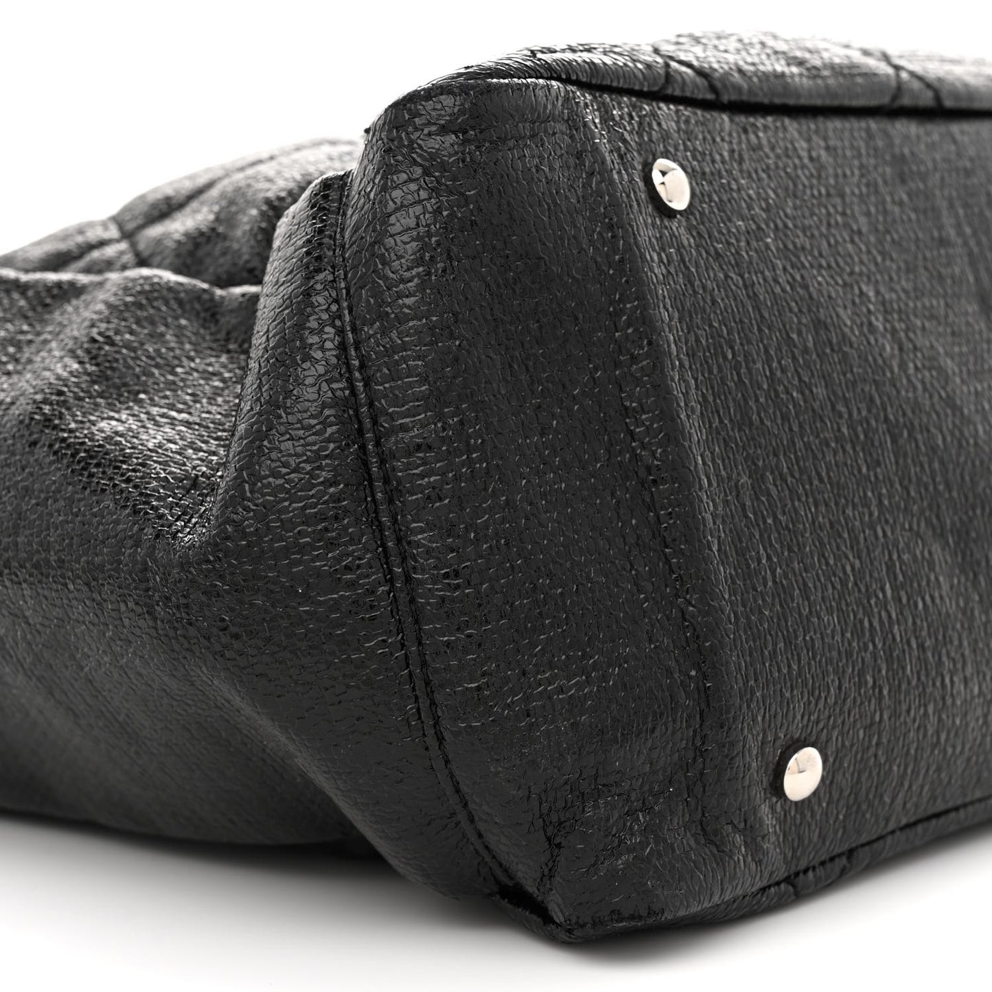 Metallic Coated Canvas Quilted Large Paris Biarritz Tote Black