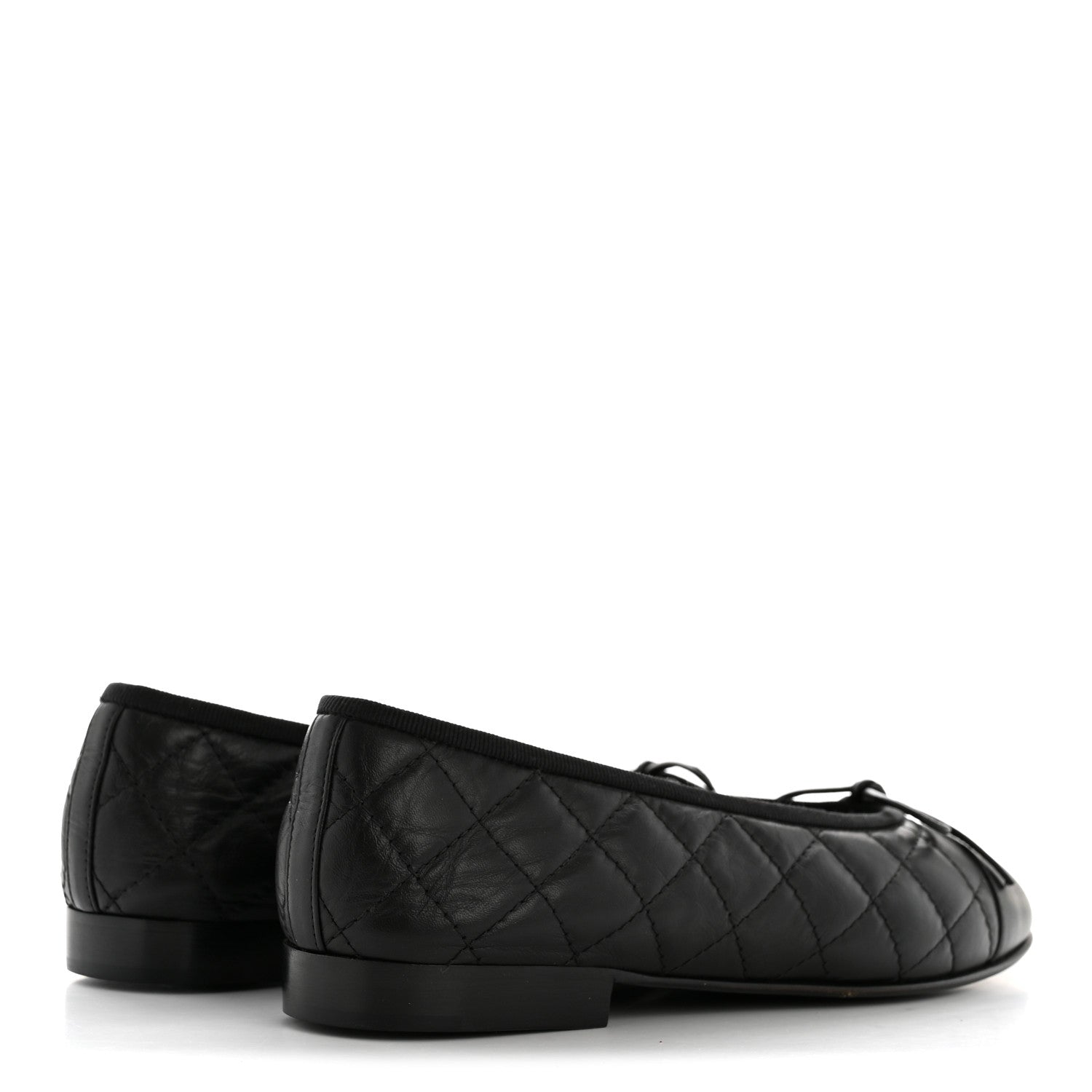 Chanel Aged Calfskin Quilted CC Cap Toe Ballerina Flats 35.5 Black 5 of 10
