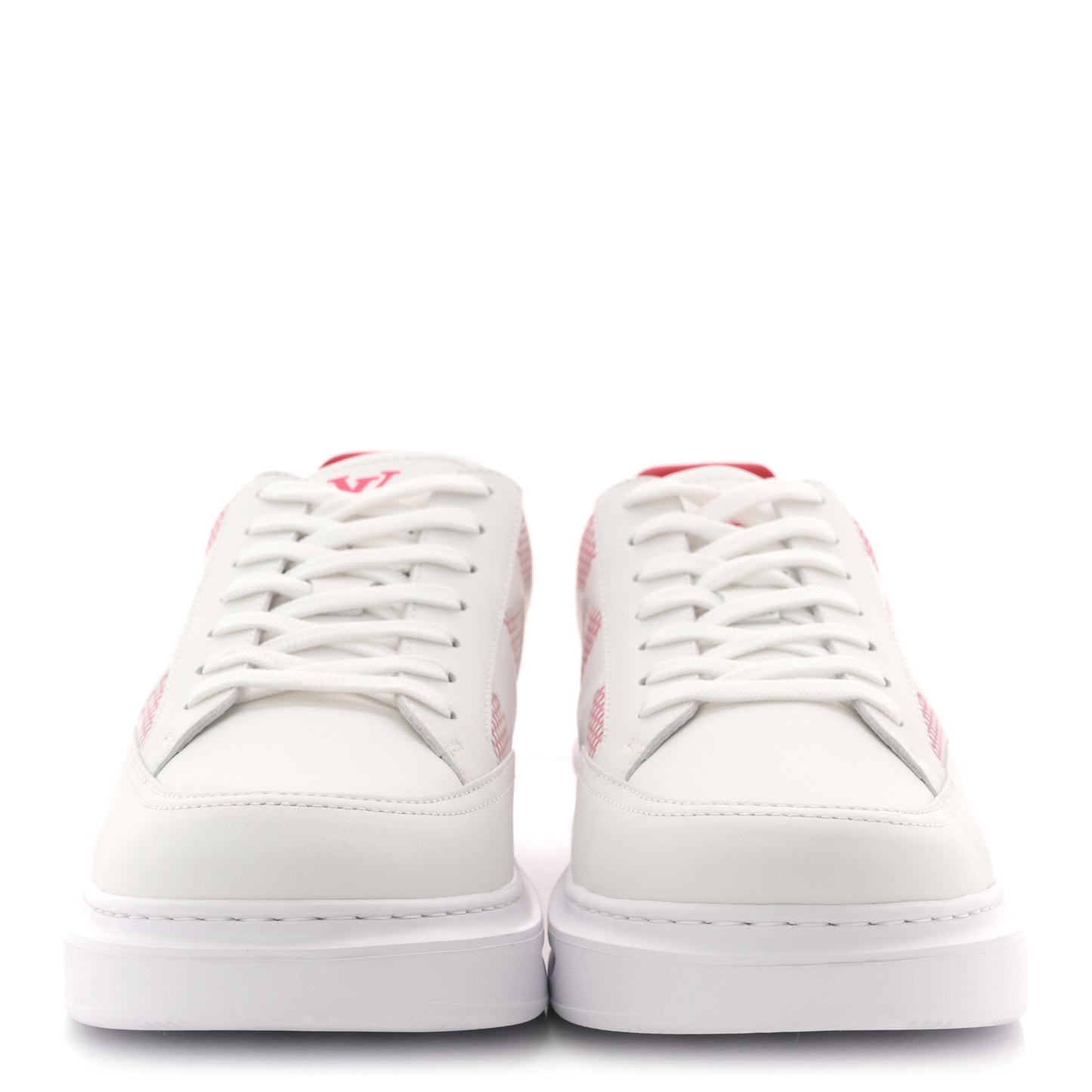 Damier Calfskin Mens Beverly Hills Sneakers 8 White Rouge