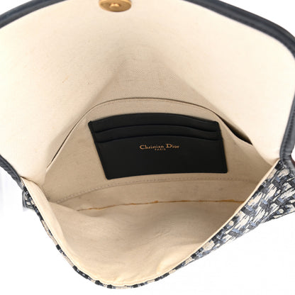 Christian Dior Oblique Flap Pouch Clutch Blue 5 of 8